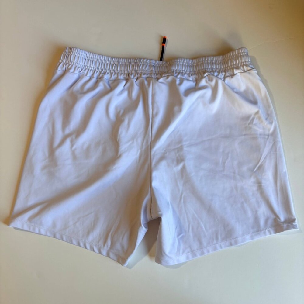 Men's White Athletic Shorts with Elastic Waist - Picture 2 of 6
